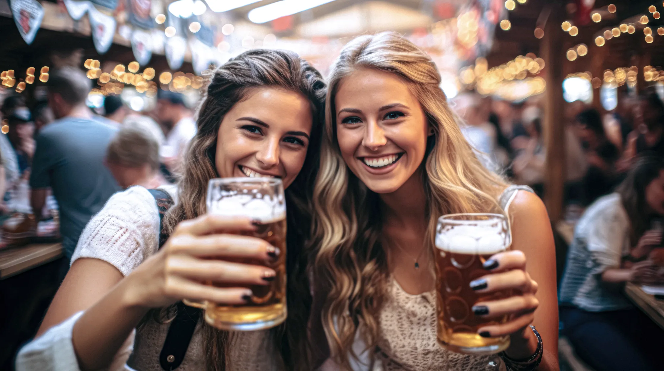 Ausgelassene Wiesn-Stimmung beim Oktoberfest im aircraft Hangar