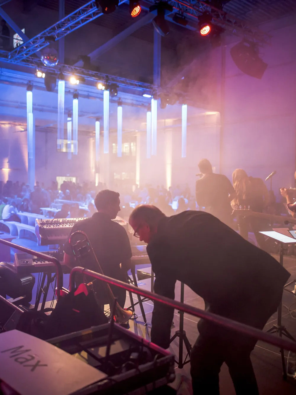 Musiker beim Soundcheck vor der Veranstaltung
